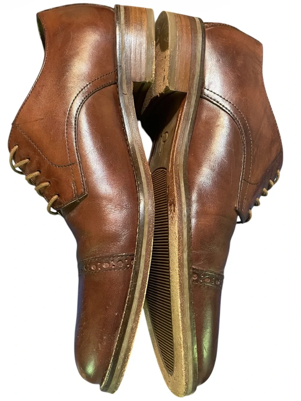 Men's Cole Haan Brown Leather Lenox Hill Cap Toe Oxford Size 8.5 Brogue Detail